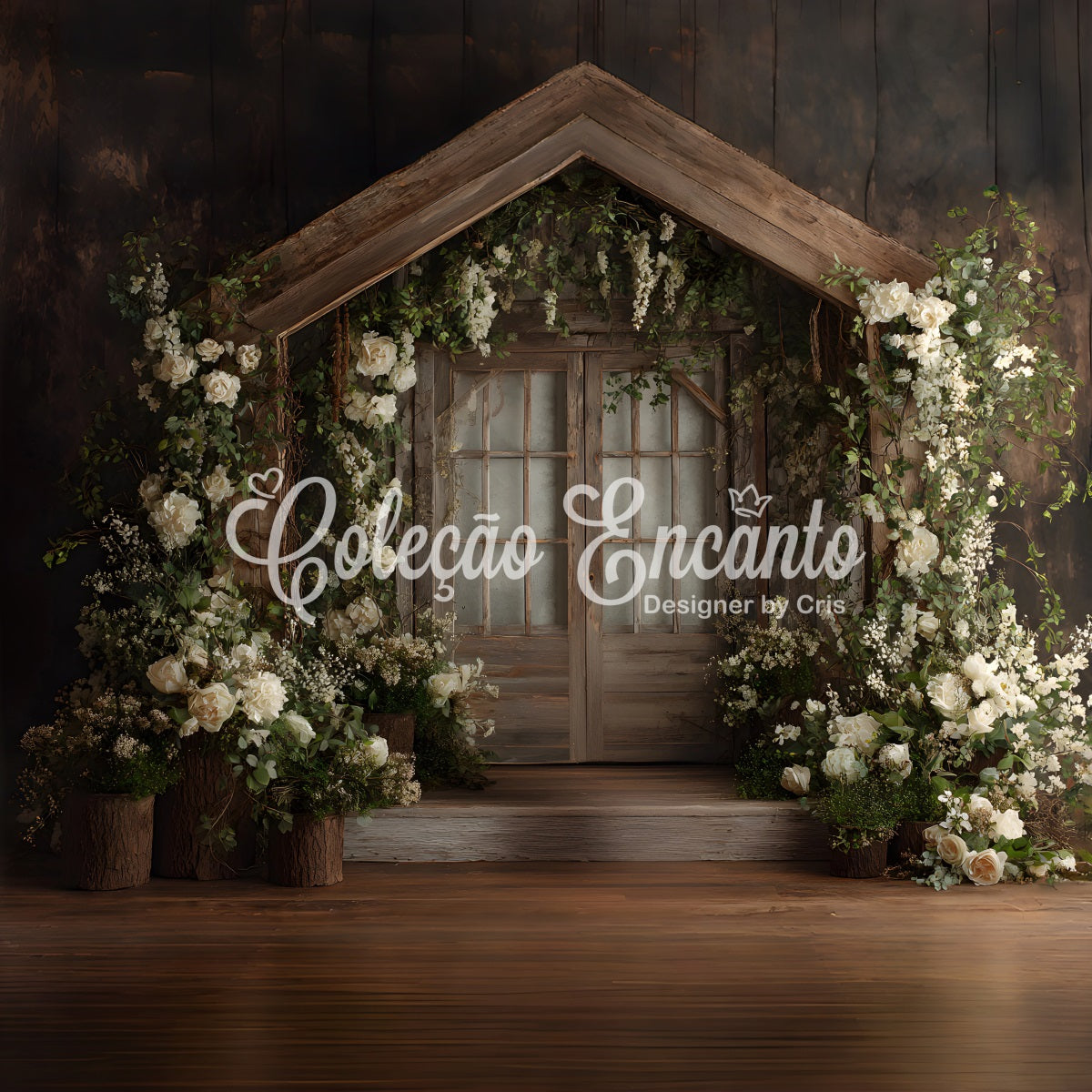 Muttertags-Fotobox-Hintergründe Holztür Frische Blumen Muttertags-Hintergrund von Magali