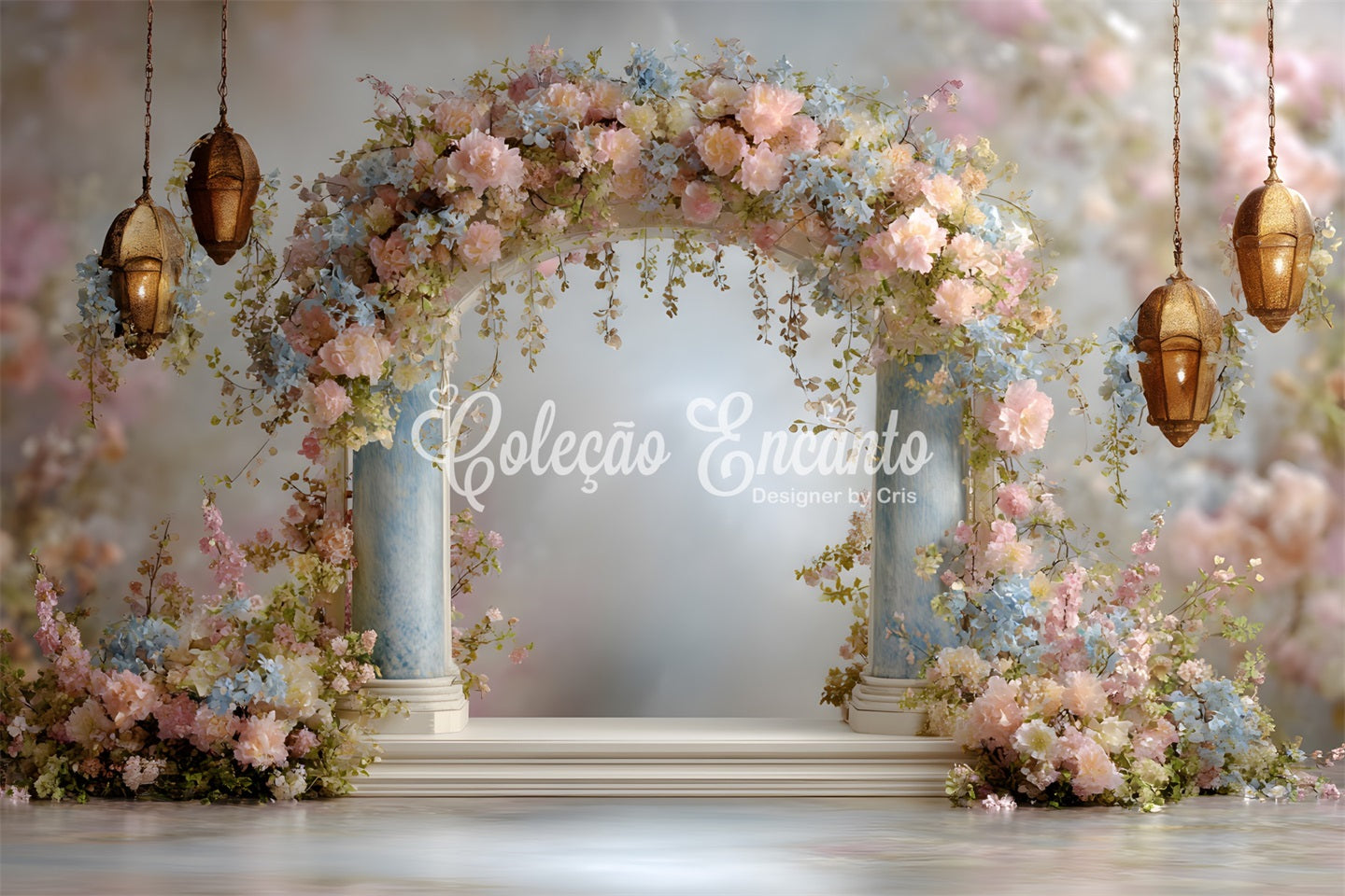 Ideen für Muttertags-Hintergründe Pastellfarbene Blumengirlande Bogen Ideen für einen schönen Muttertag Hintergrund Von Magali