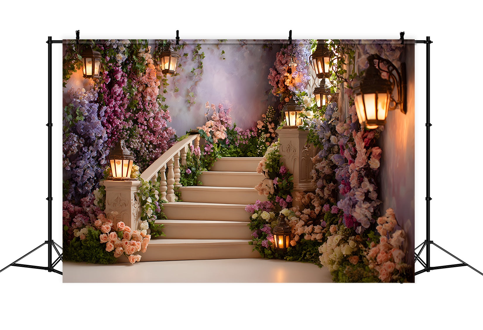 Muttertags-Hintergrund Verspielte Blumenlaternen Weg Fotohintergrund für den Muttertag Von Magali