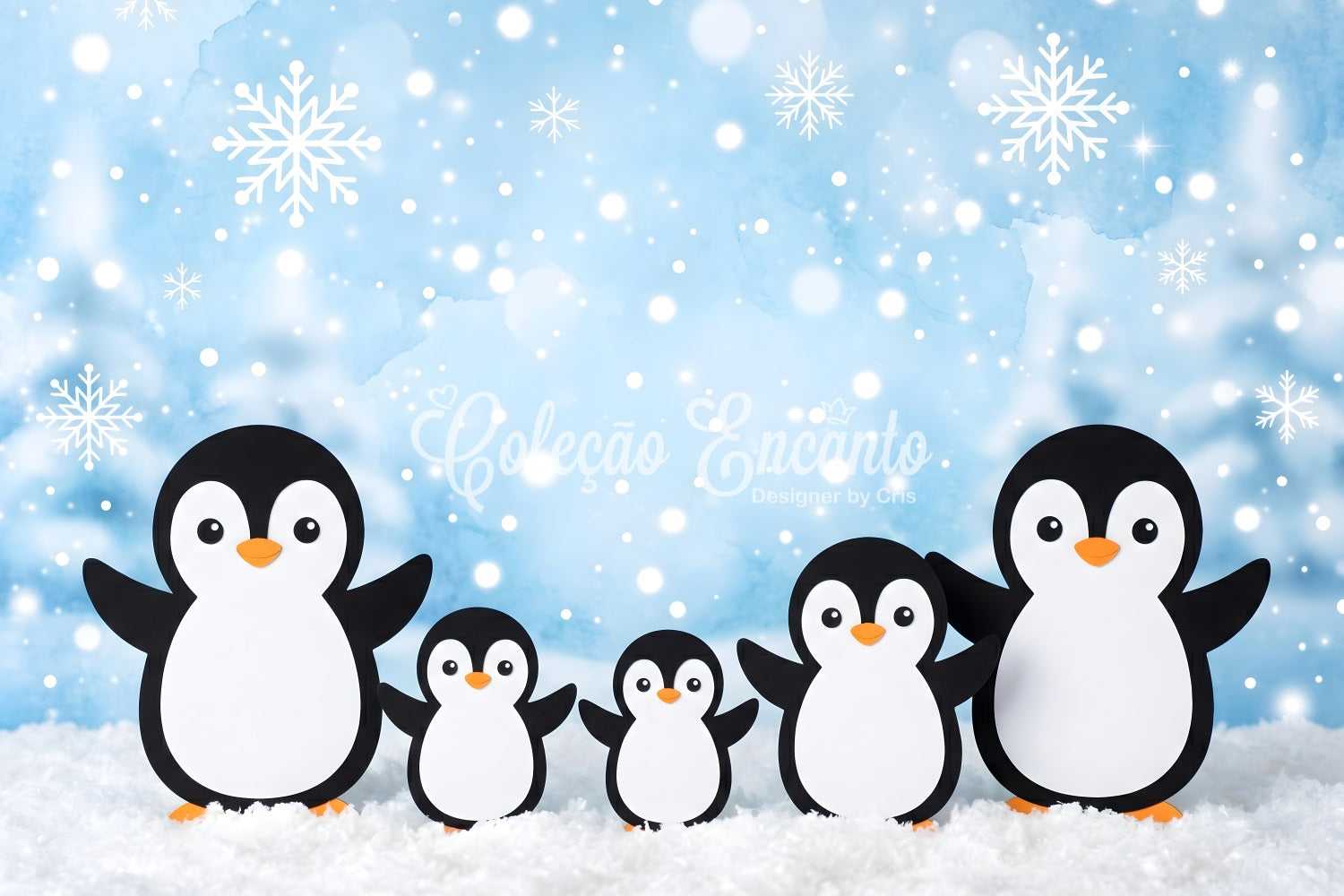 Festliche Winter Szene Blaue Schneeflocken Pinguin Magische Weihnachten CEM65-102