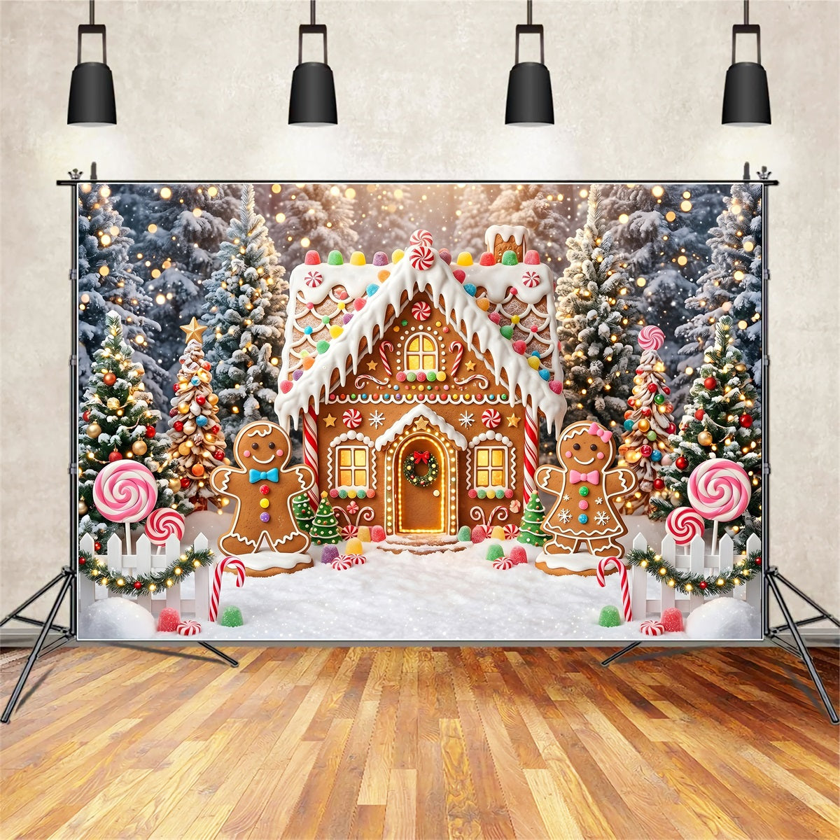 Lebkuchen Dorf Szene Süße Hütte Schnee Wald Advent CEM65-105