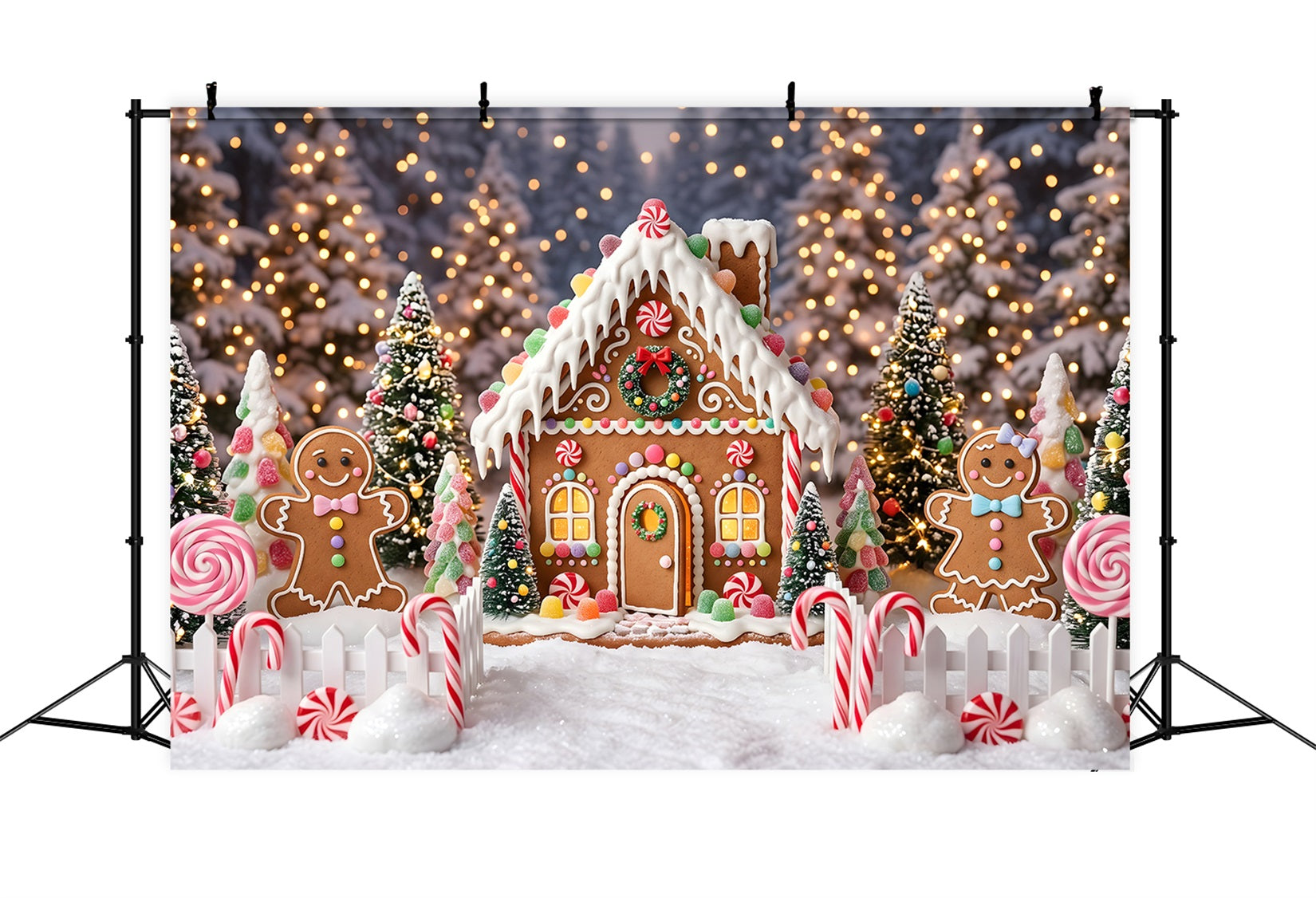 Winter Wonderland Szene Lebkuchen Wald Hütte Festliche Stimmung CEM65-106