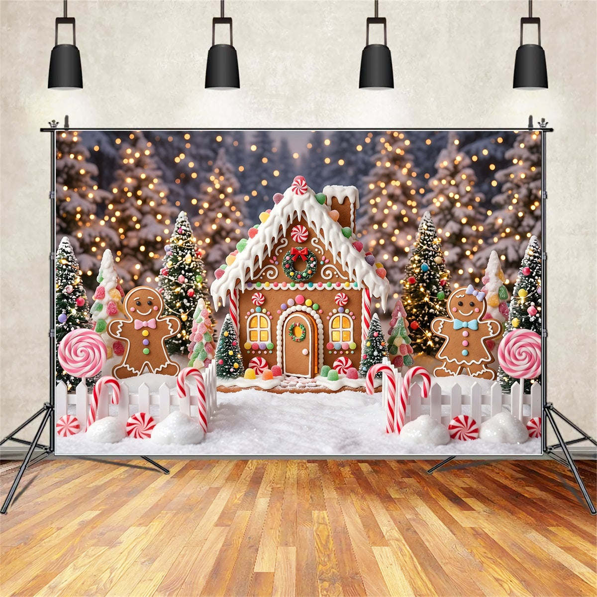 Winter Wonderland Szene Lebkuchen Wald Hütte Festliche Stimmung CEM65-106