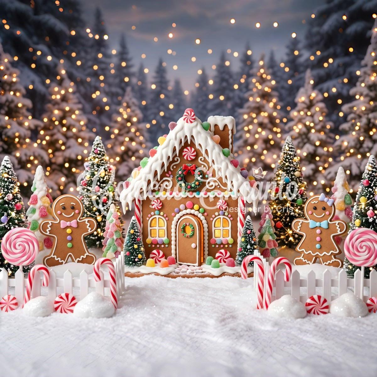 Winter Wonderland Szene Lebkuchen Wald Hütte Festliche Stimmung CEM65-106