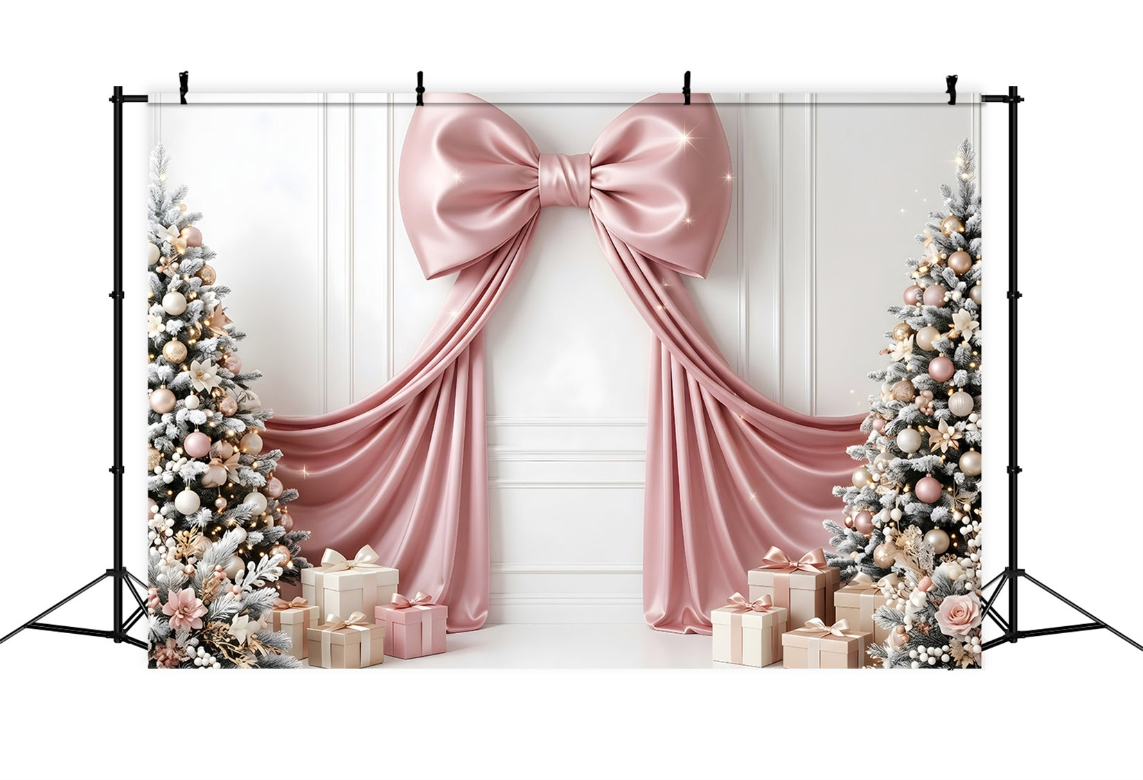 Pastell Fotobox Szene Rosa Schleife Geschenk Baum Winter CEM65-114