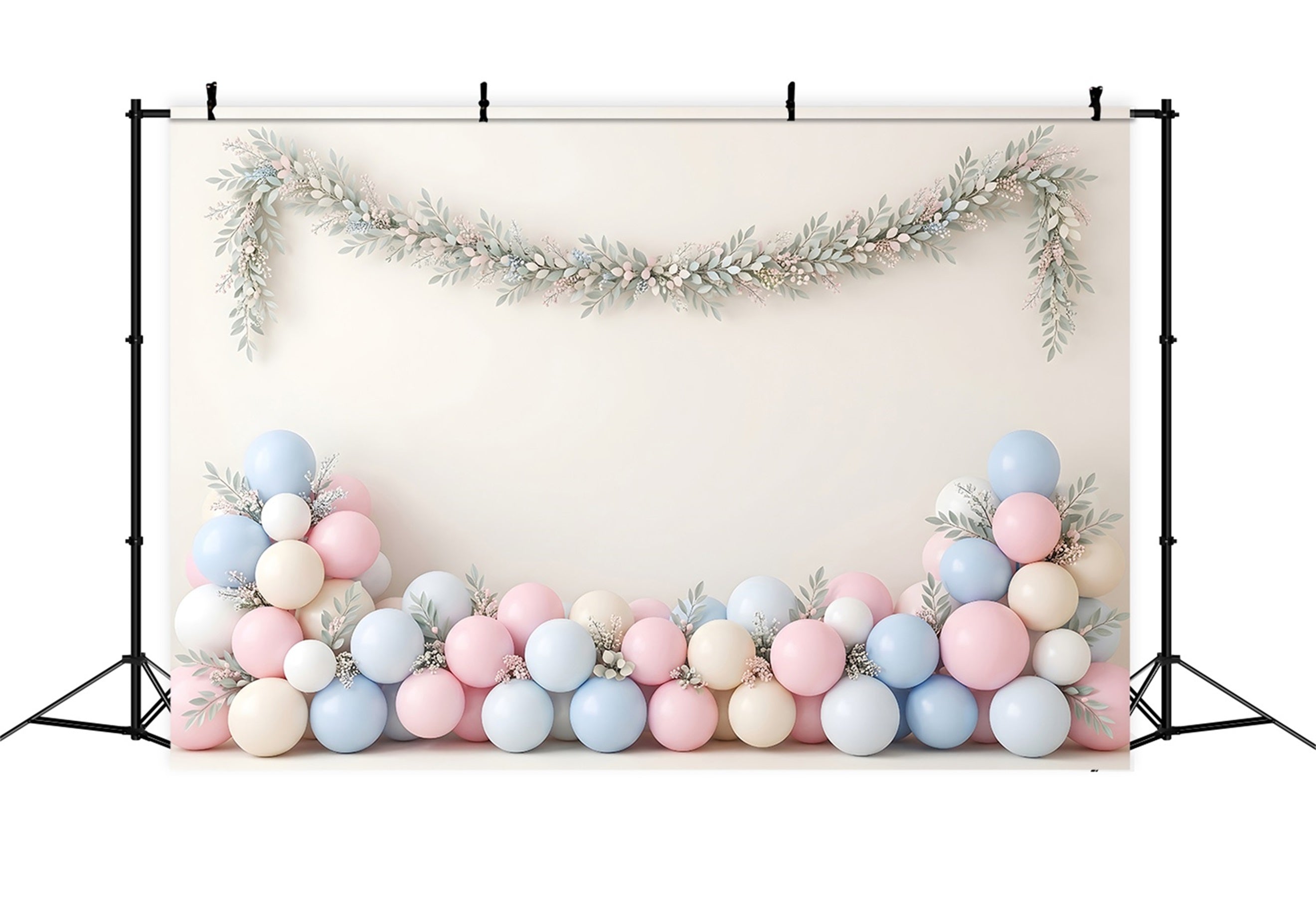 Pastell Ballons Blattgirlande Baby Fotohintergrund Kinder Hintergrund CEM65-12