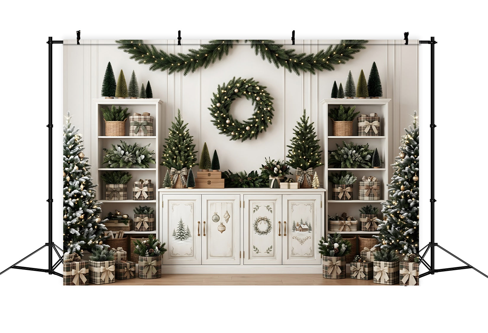 Minimal Regal Szene Kranz Mini Bäume neutrale Winterdeko CEM65-124