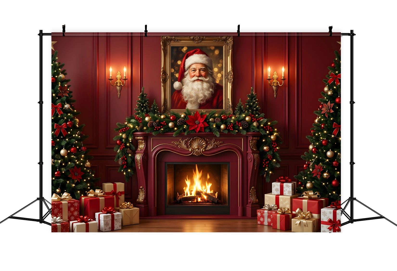 Santa Wohnzimmer Szene Kamin Rot Raum Weihnachten CEM65-126