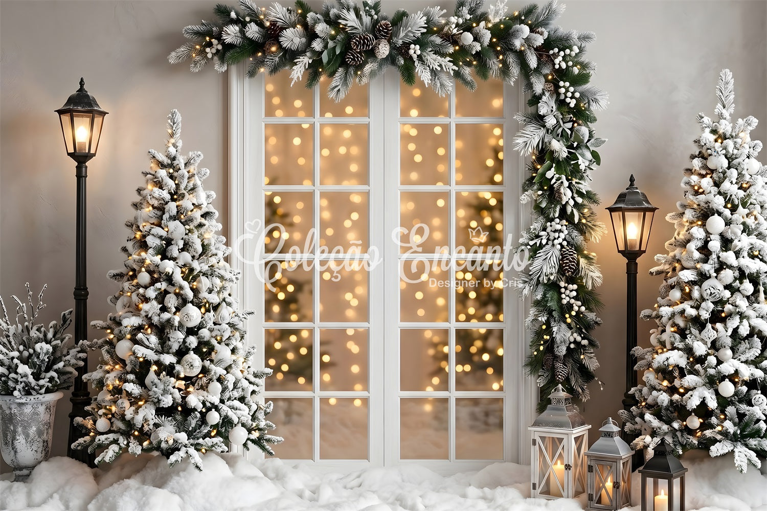 Winter Lichter Szene Schnee Fenster Laternen Tanne CEM65-137