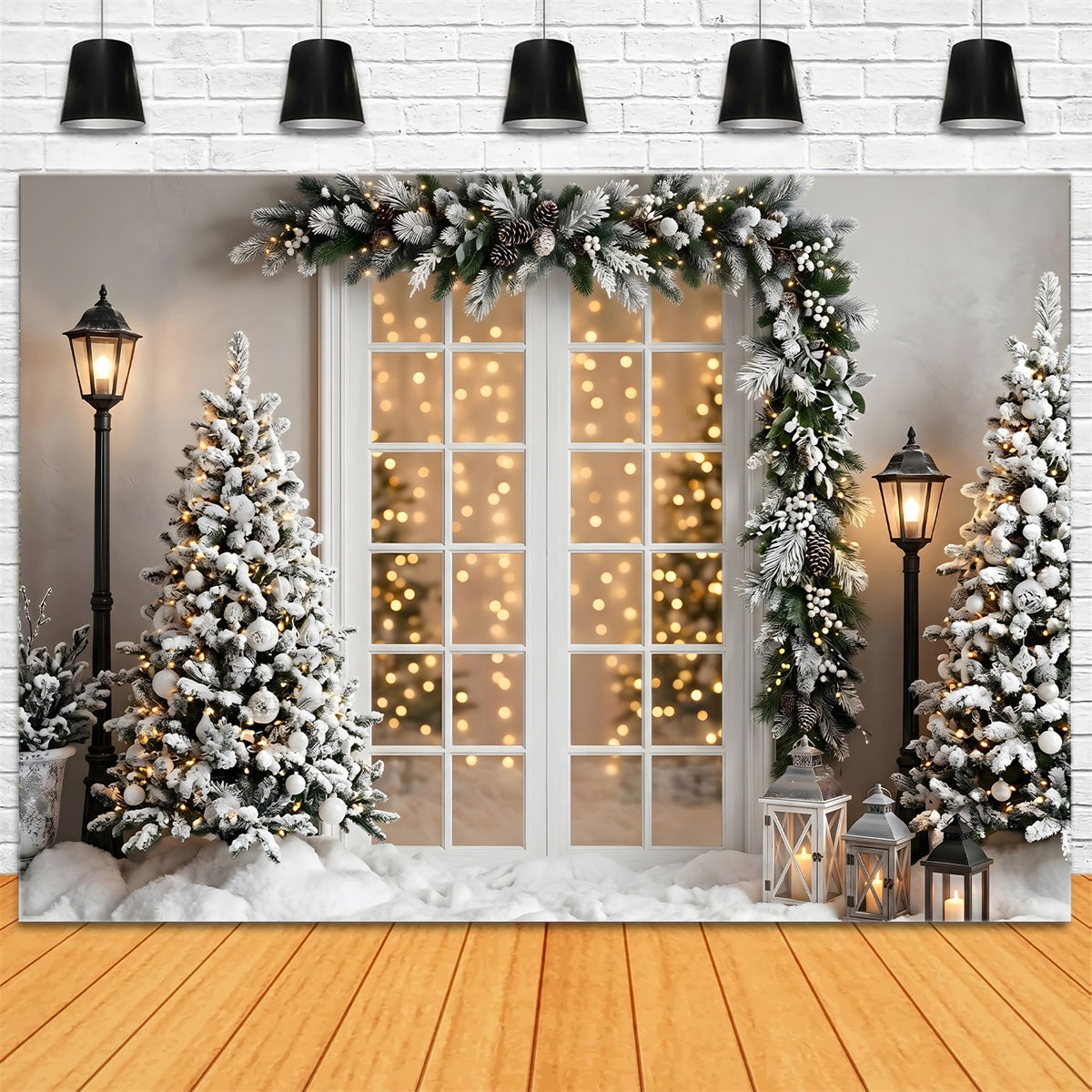 Winter Lichter Szene Schnee Fenster Laternen Tanne CEM65-137