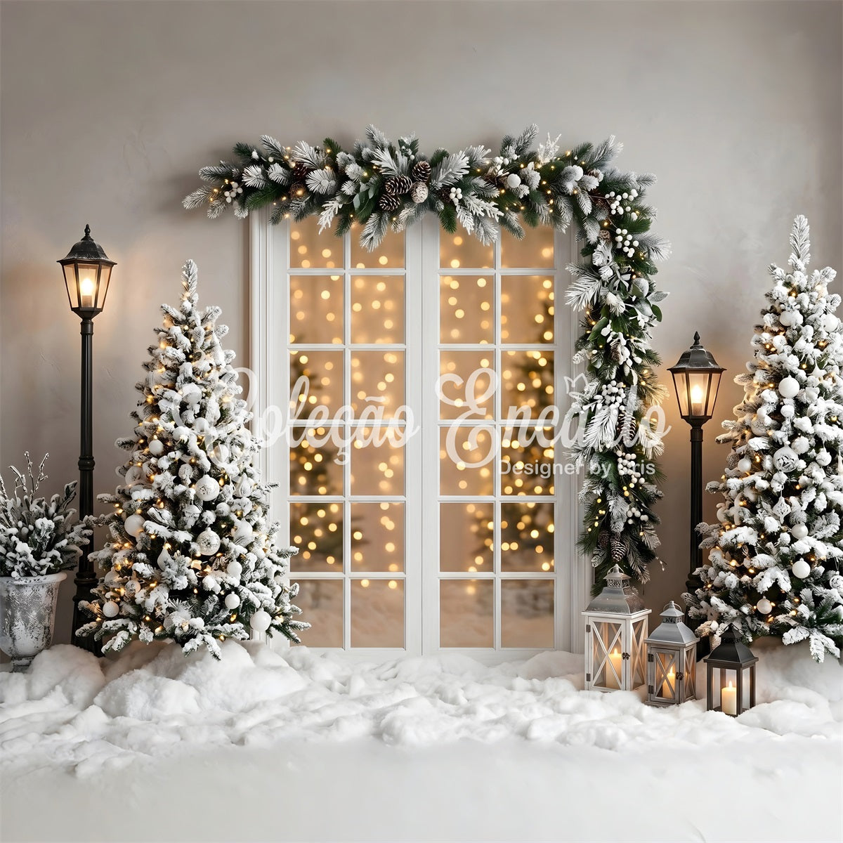 Winter Lichter Szene Schnee Fenster Laternen Tanne CEM65-137