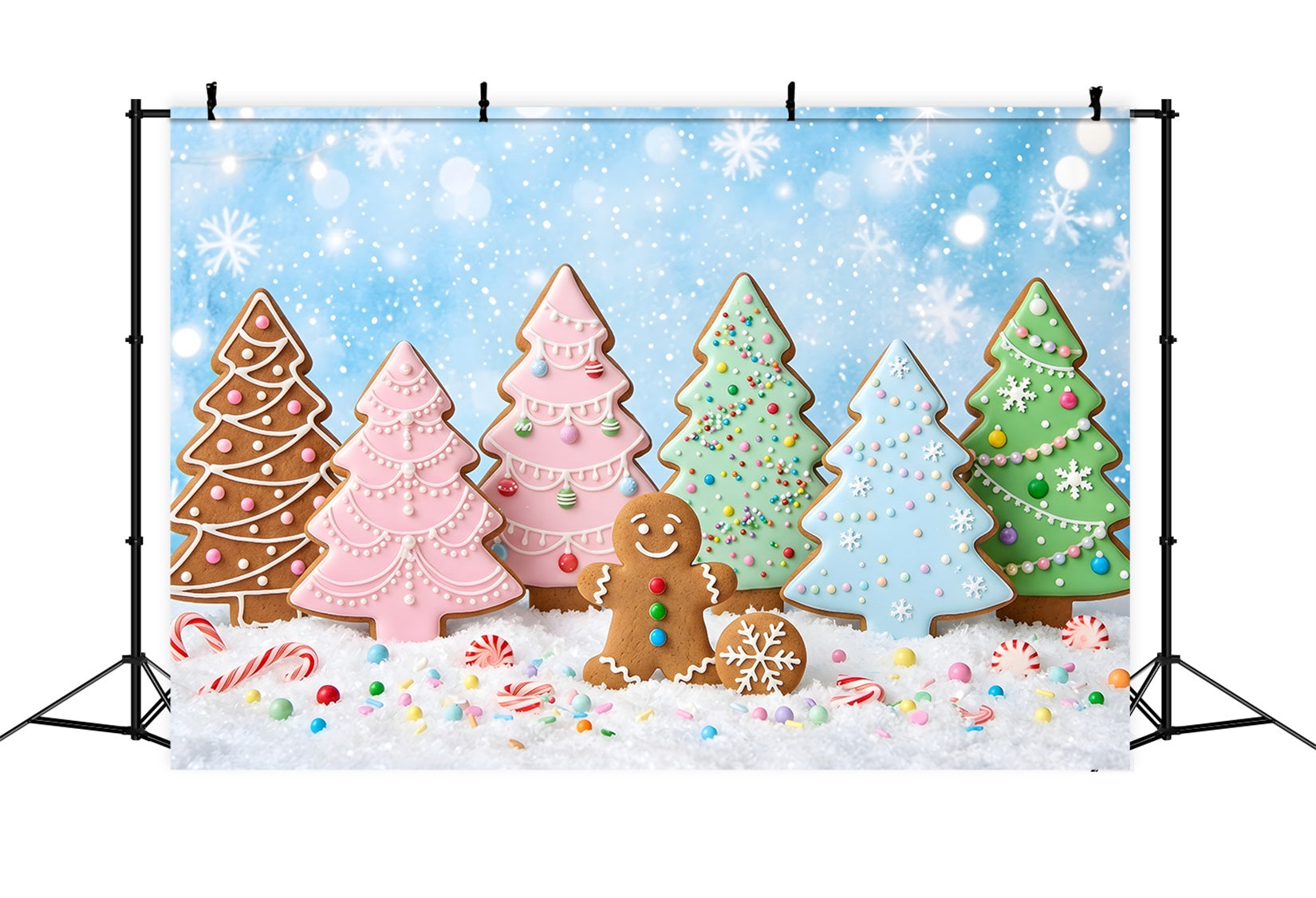 DIY Winter Fotohintergrund Pastell Lebkuchen Keks Baum Wonderland Szene Weihnachten CEM65-188