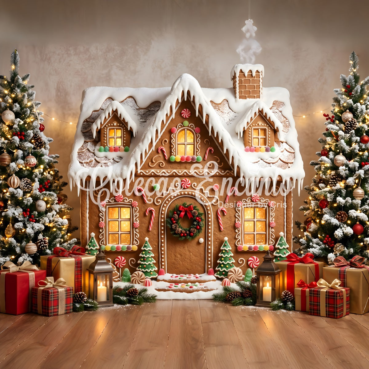 Lebkuchen Szene Schnee Hütte Geschenk Winter CEM65-198