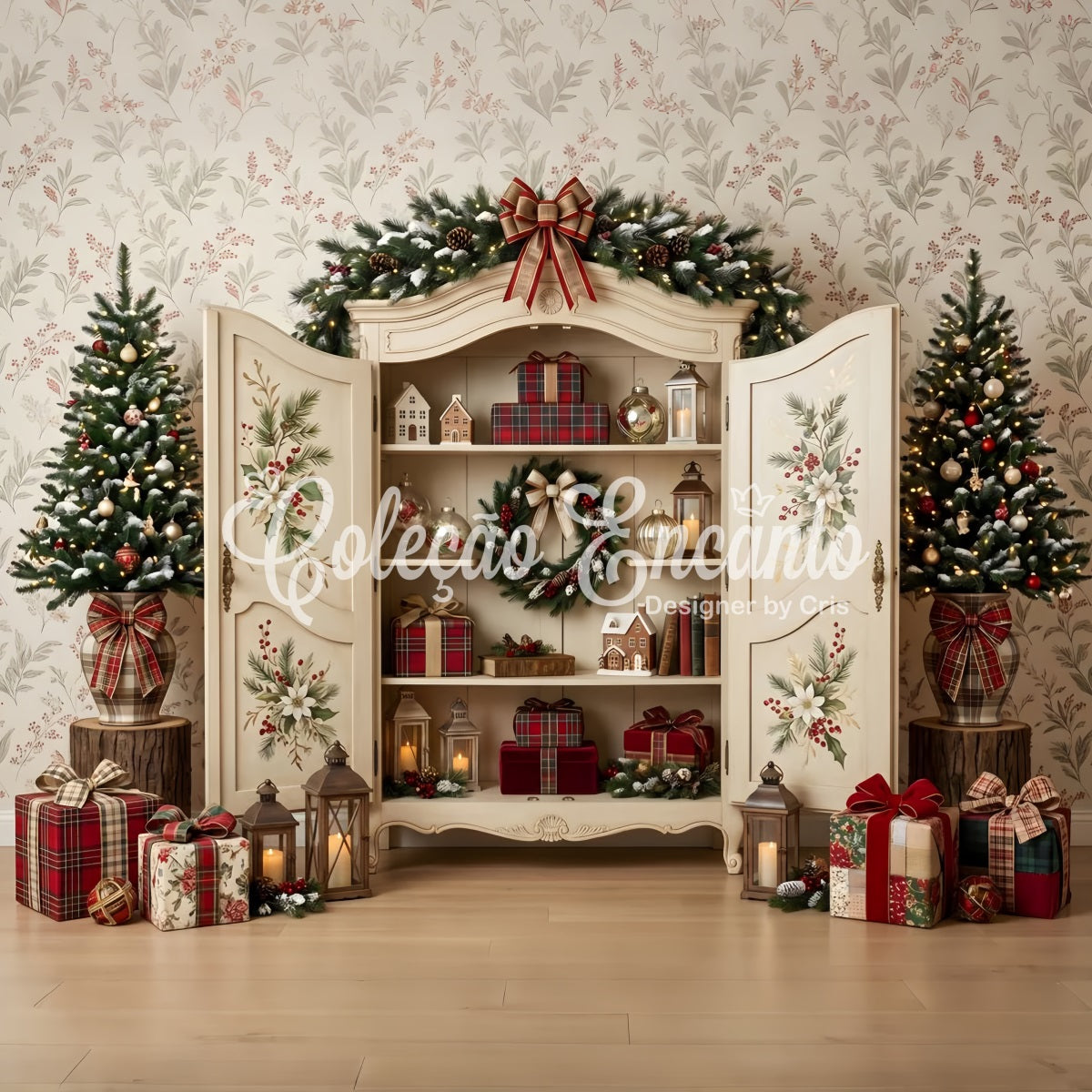 Offener Schrank Szene Blumen Geschenk Winter CEM65-200