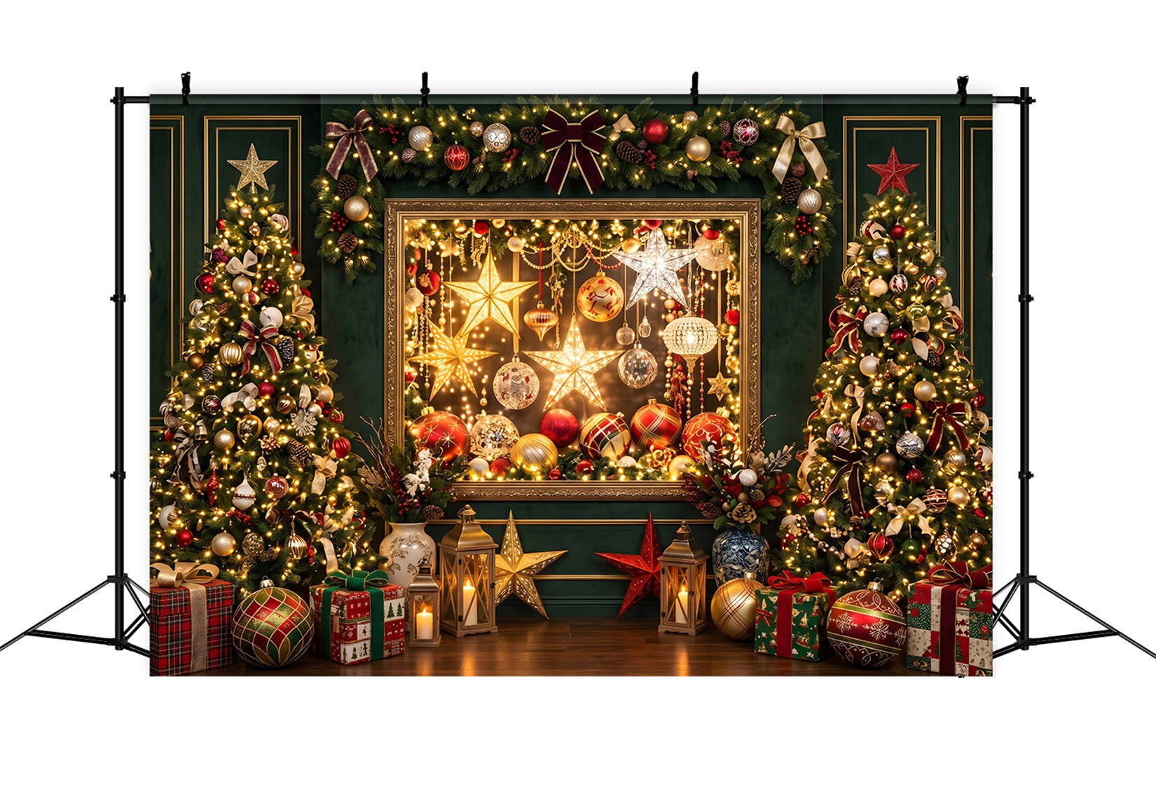 Smaragd Lichter Szene Ornament Baum Fotobox CEM65-202