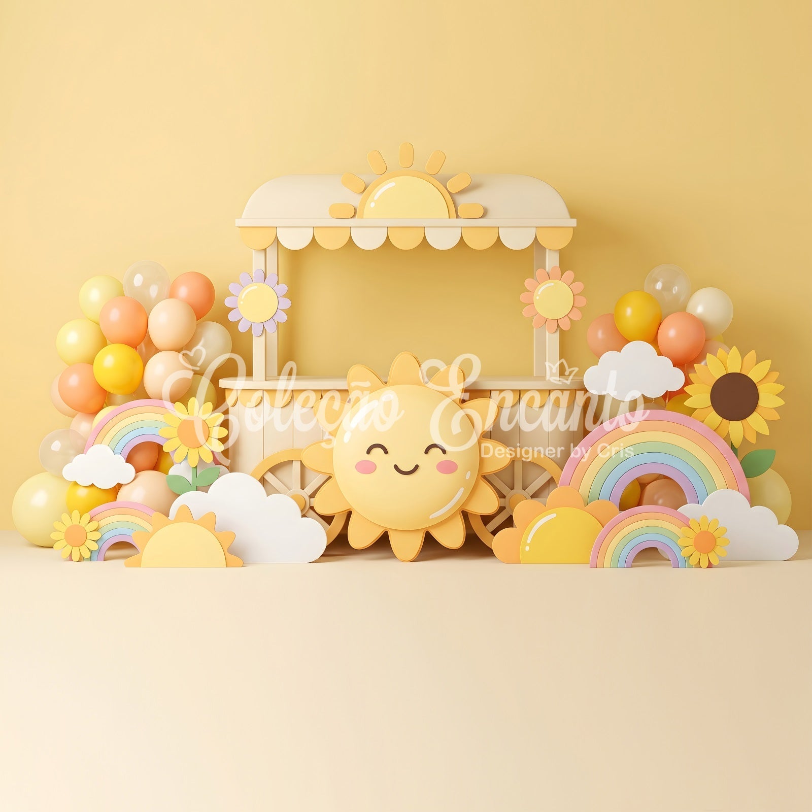 Sonnenschein Regenbogen Ballonwagen Baby Fotohintergrund Kinder Hintergrund CEM65-31