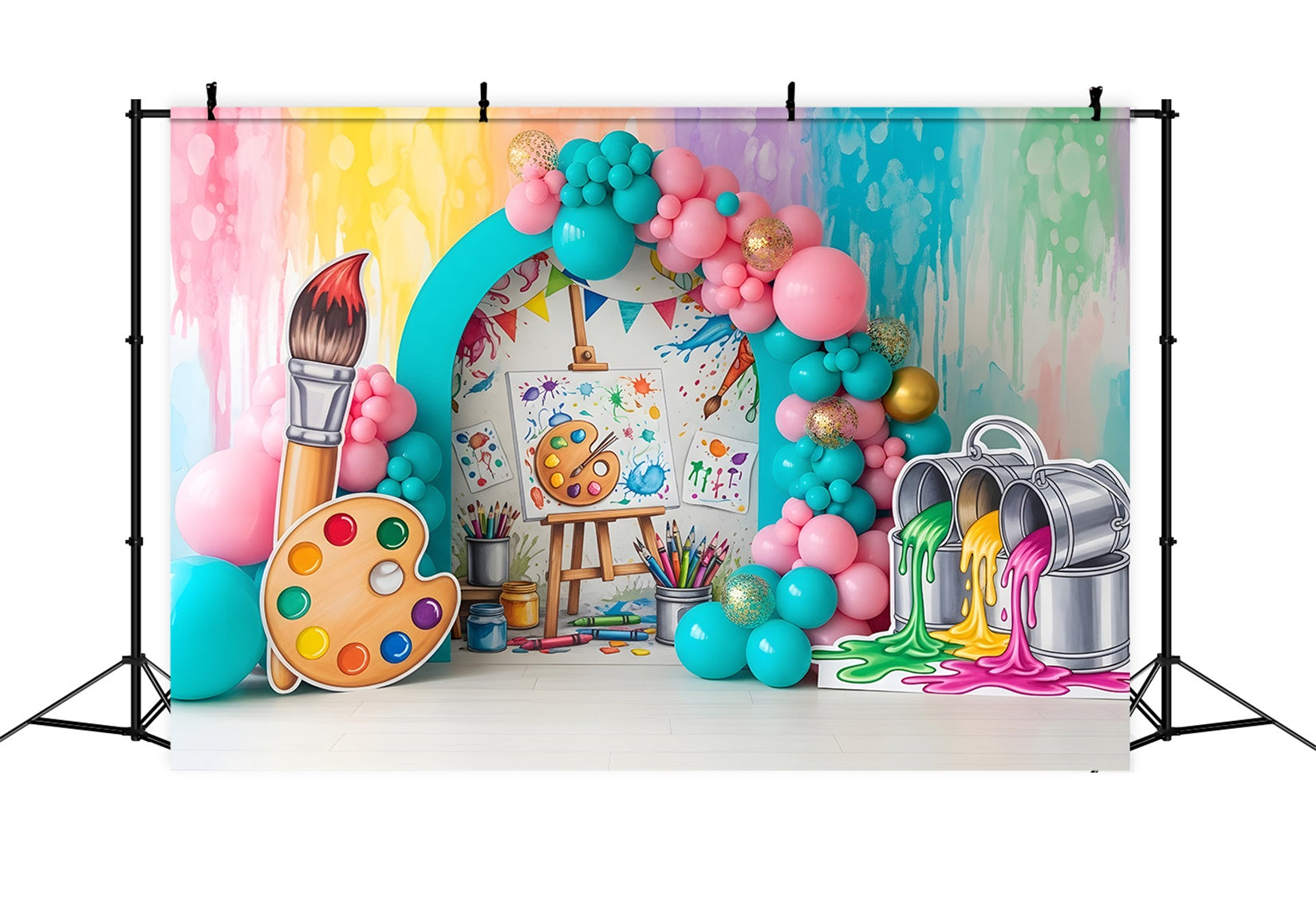 Baby Fotohintergrund Farbklecks Künstler Ballonbogen Kinder Hintergrund CEM65-37