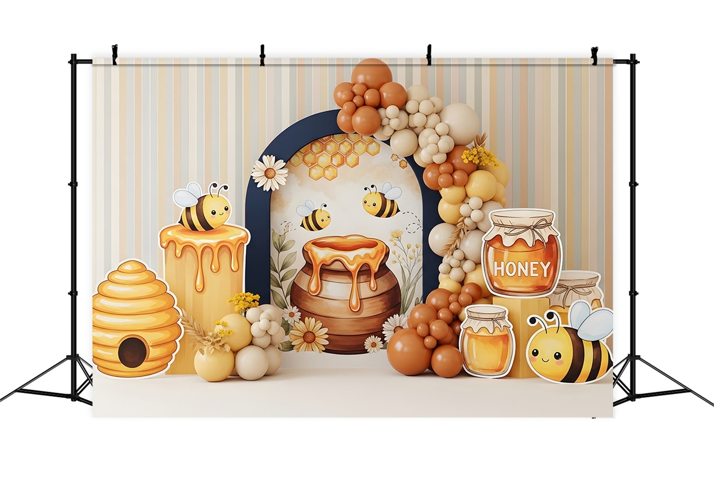 Baby Fotohintergrund Honigbiene Bienenstock Ballonbogen Kinder Hintergrund CEM65-43