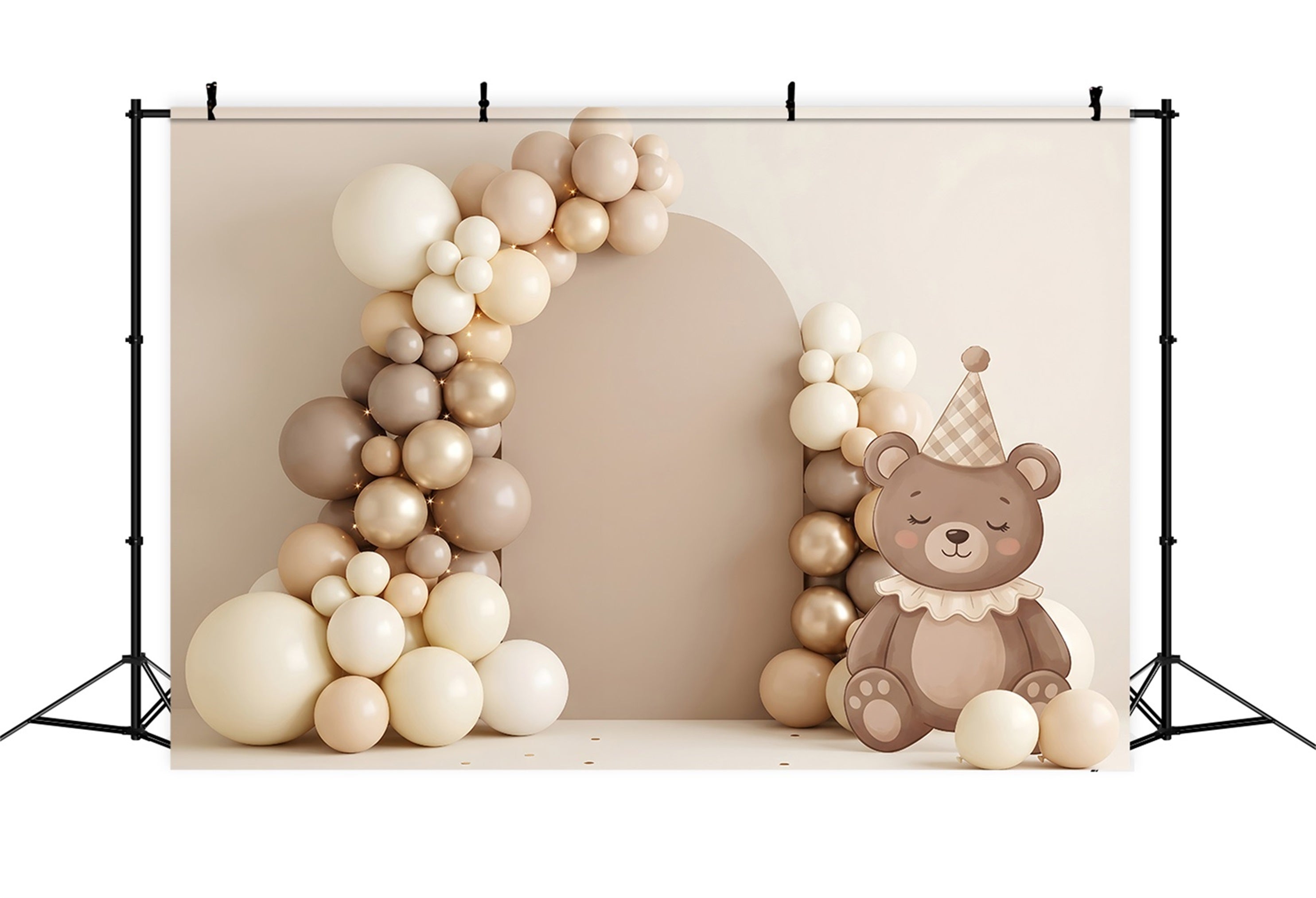Baby Fotohintergrund Neutral Teddy Ballonbogen Kinder Hintergrund CEM65-64