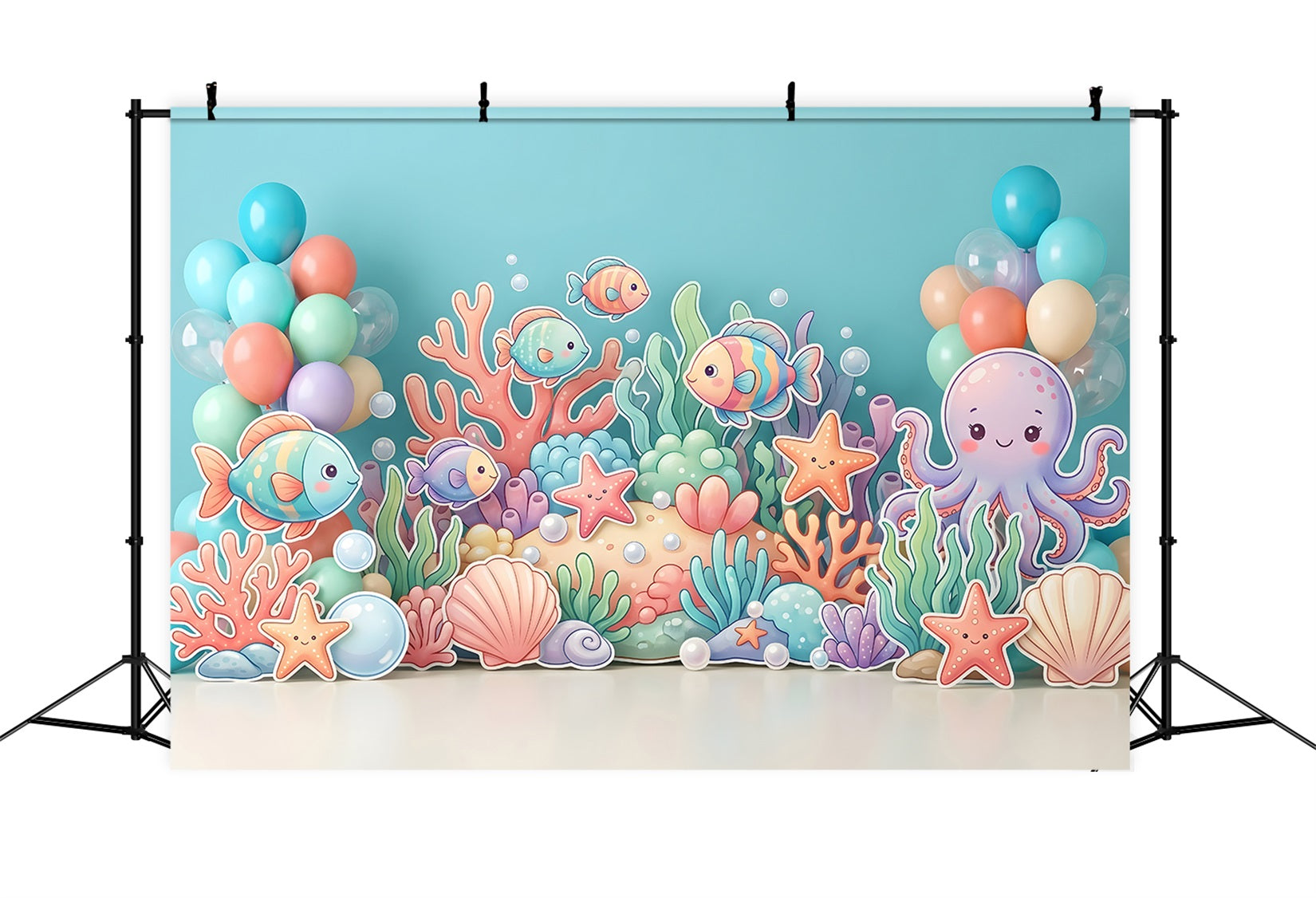 Baby Fotohintergrund Ozean Fische Oktopus Korallen Kinder Kulisse CEM65-67