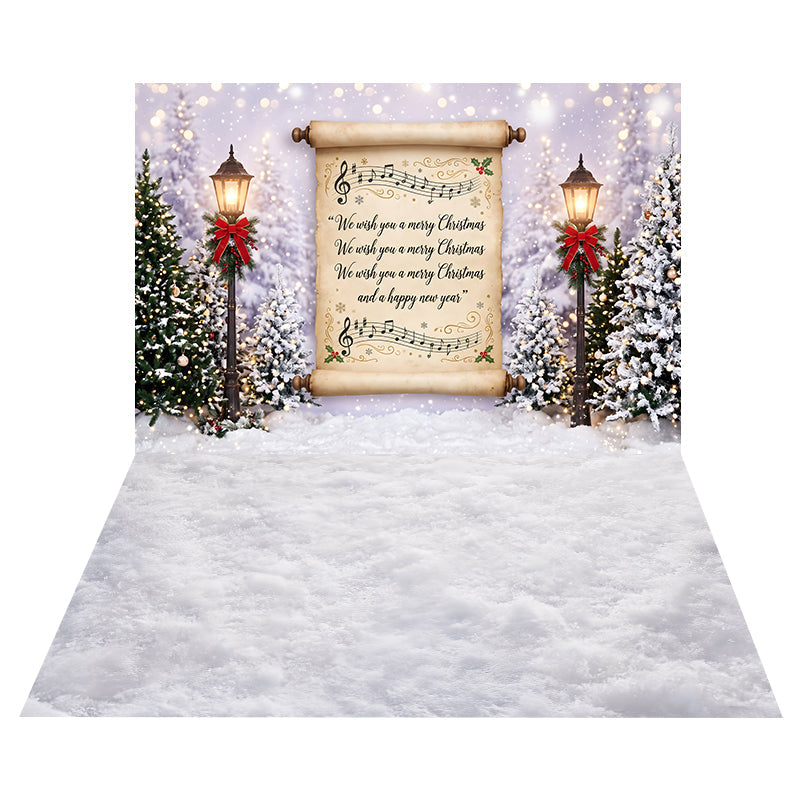 Weihnachtslied Schriftrolle Hintergrund + Weißer Strukturierter Schneeboden Hintergrund CEMCBS65-18