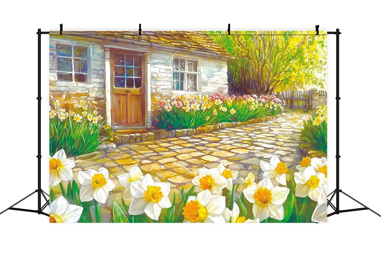 Narzisse Backdrop Rustikales Landhaus Gelbe Blumen Backdrop CJJ2-11