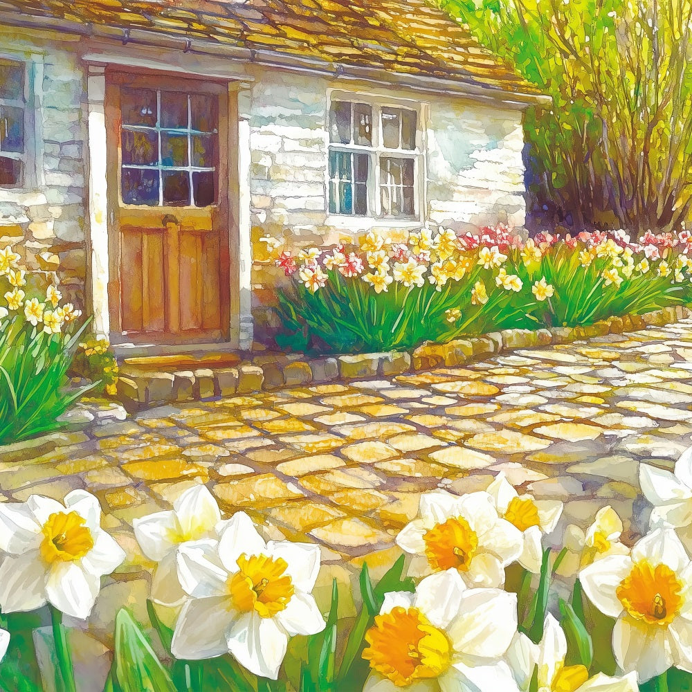 Narzisse Backdrop Rustikales Landhaus Gelbe Blumen Backdrop CJJ2-11