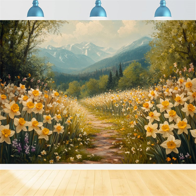 Narzisse Backdrop Bergpfad Wildblumen Backdrop CJJ2-12