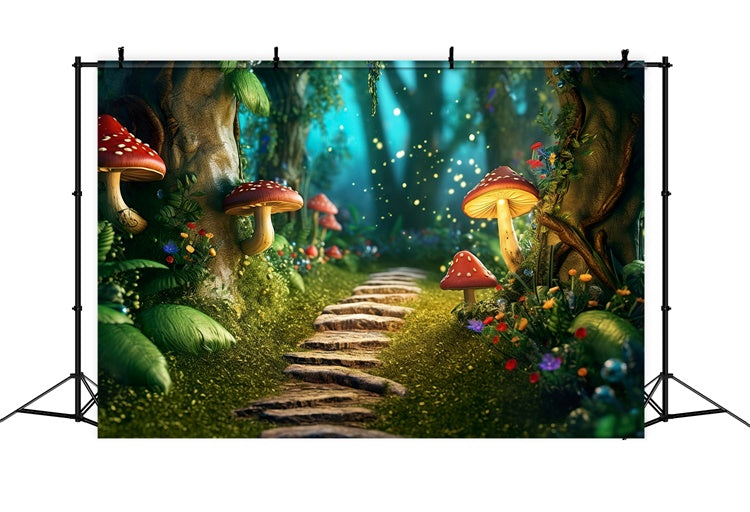 Fantasy Forest Hintergrundkulisse Glühender Pilzpfad Hintergrundkulisse CJJ2-120