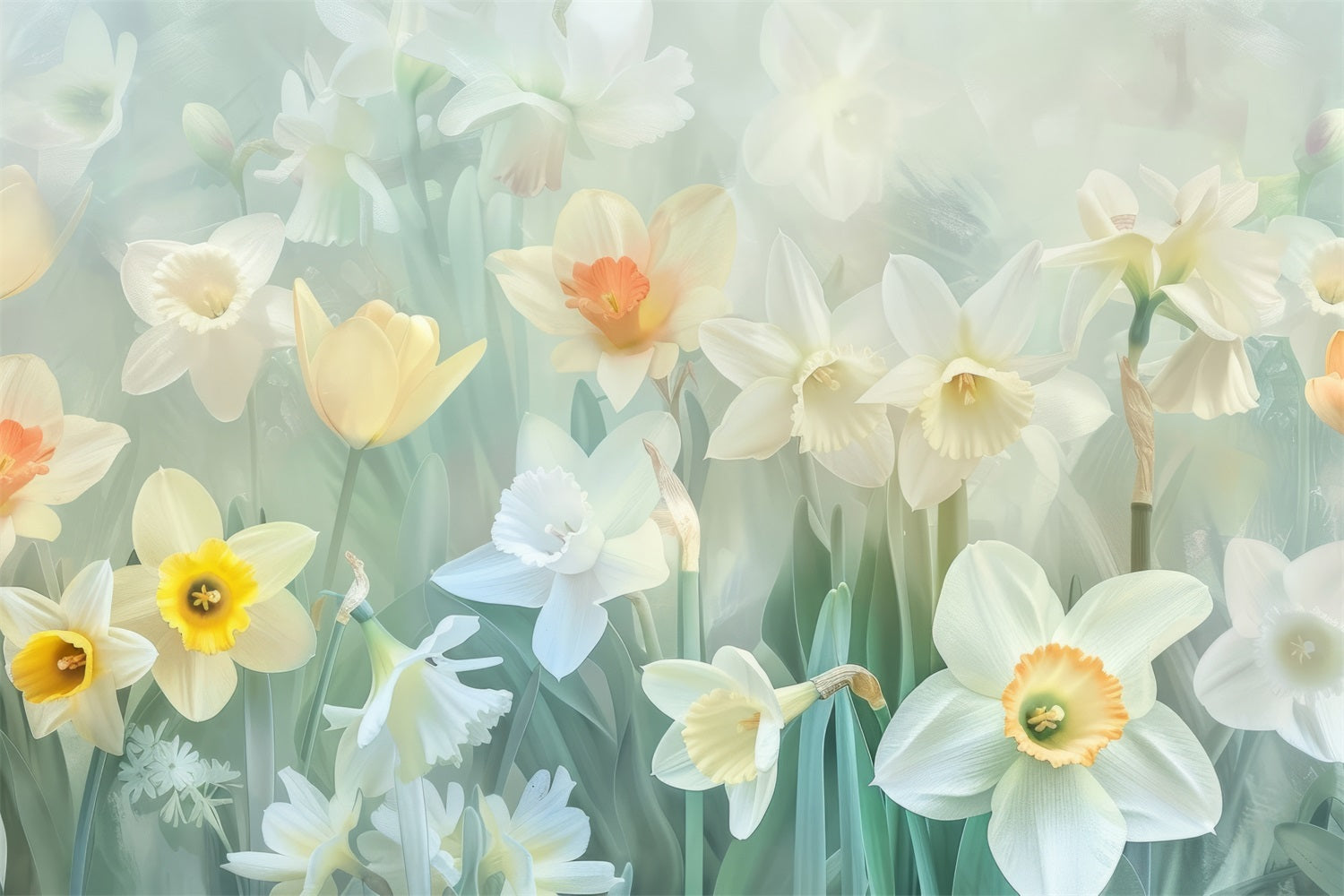 Narzisse Backdrop Gelbe Weiße Blumen Backdrop CJJ2-2