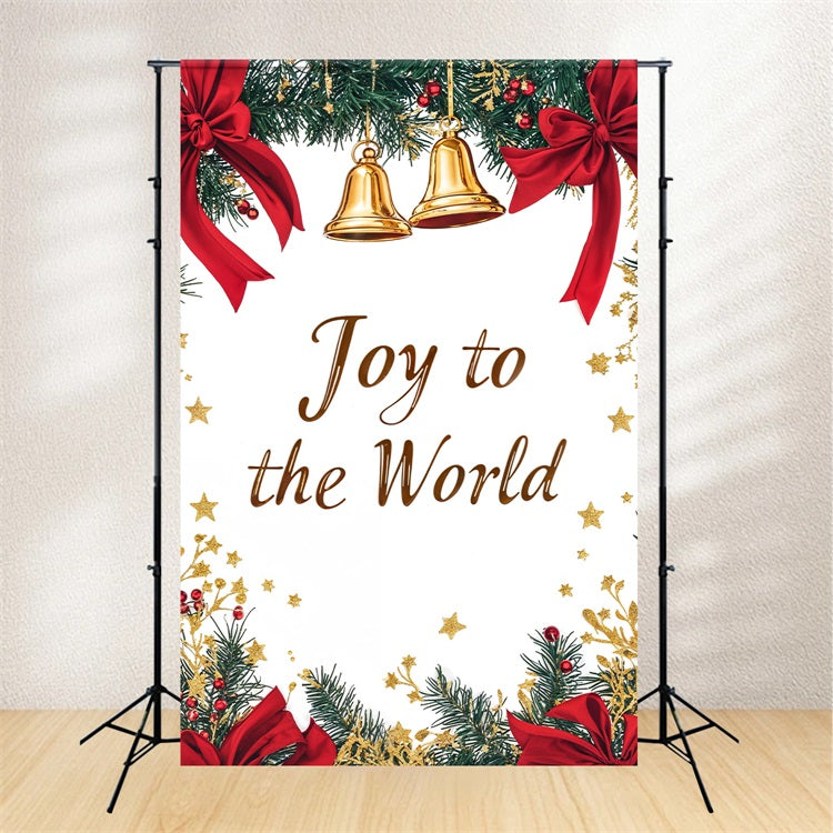 Freude an der Welt Backdrop Weihnachtsglocken Rote Bänder Backdrop CJJ2-24