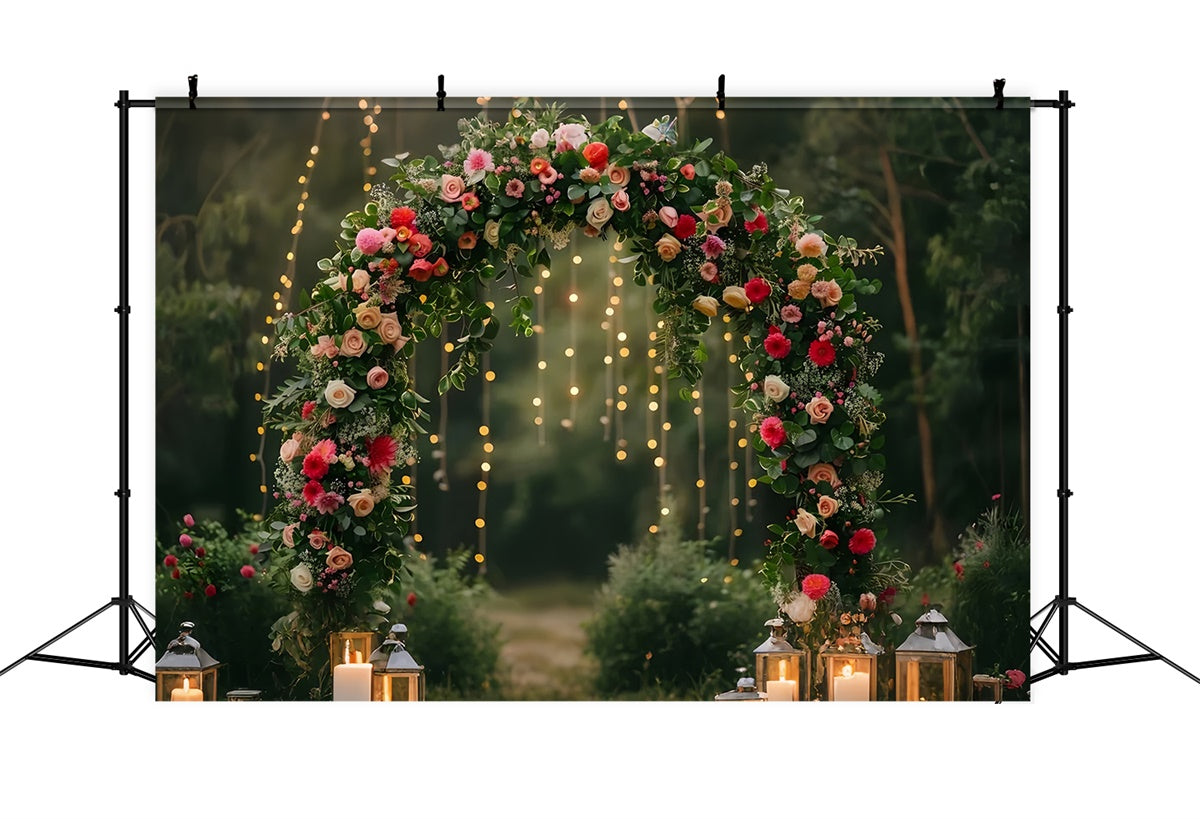 Wald Fotokulissen Elegante Rose Laterne Bogengang Hintergrund CJJ2-32