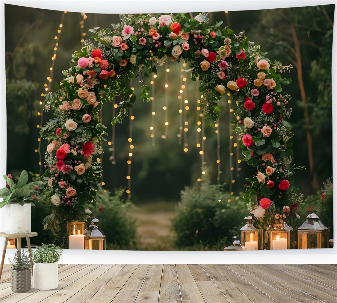 Wald Fotokulissen Elegante Rose Laterne Bogengang Hintergrund CJJ2-32
