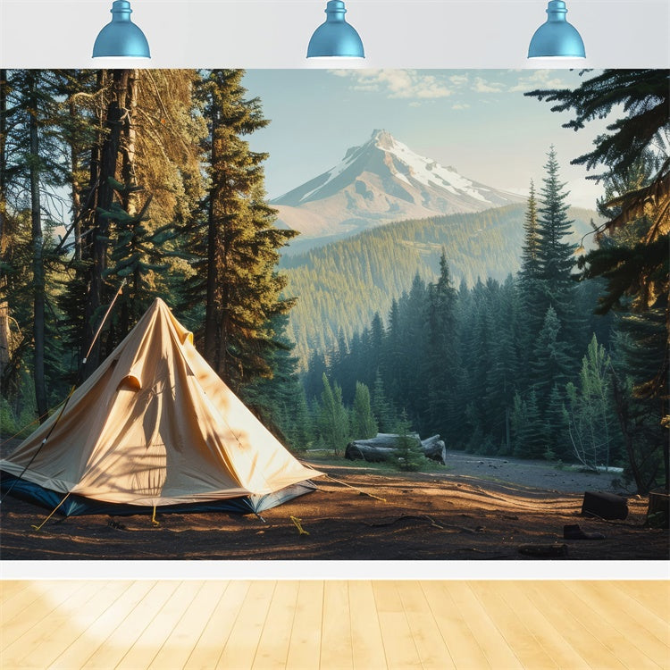 Wald Fotokulissen Bergblick Gelassenheit Camping Hintergrund CJJ2-34