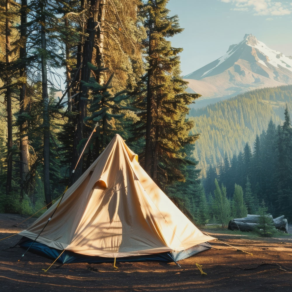 Wald Fotokulissen Bergblick Gelassenheit Camping Hintergrund CJJ2-34