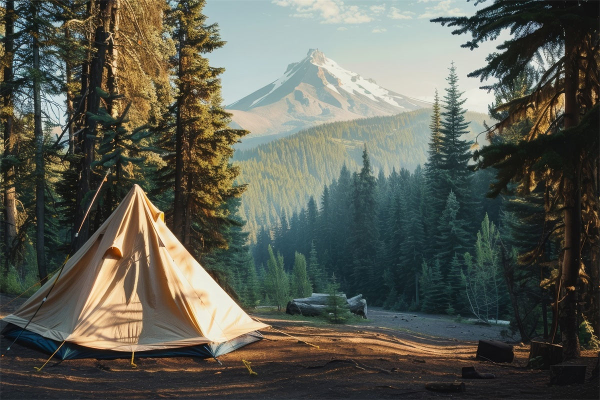 Wald Fotokulissen Bergblick Gelassenheit Camping Hintergrund CJJ2-34