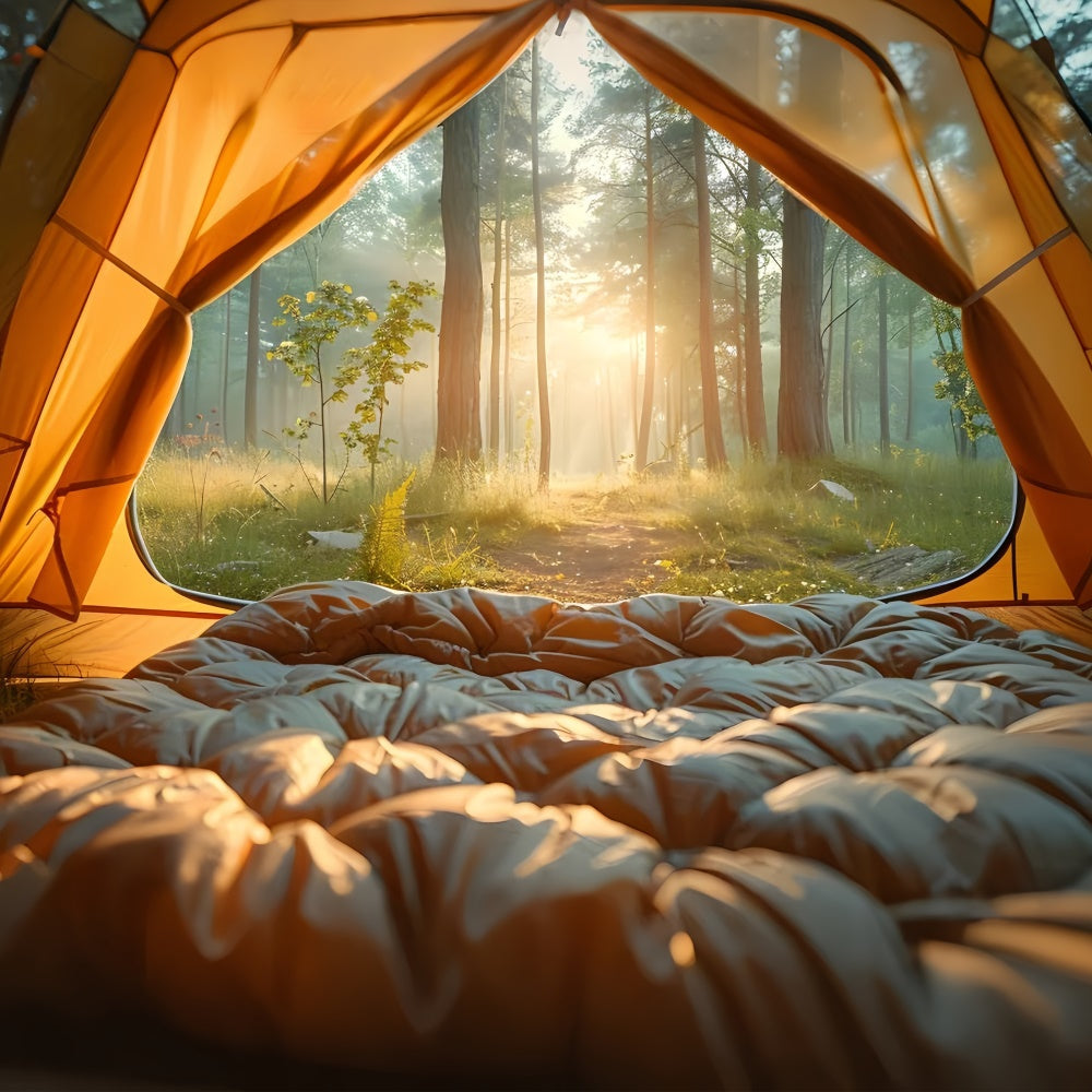 Wald Fotohintergrund Morgen nebligen Wald Camping Hintergrund CJJ2-41