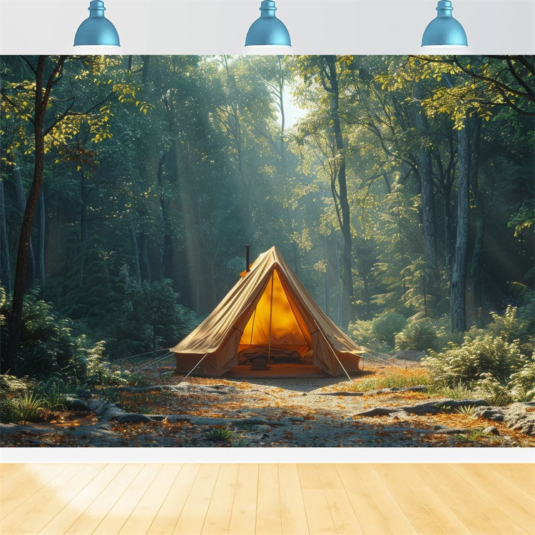 Wildnis Hintergrund Serene Deep Woods Camping Hintergrund CJJ2-42