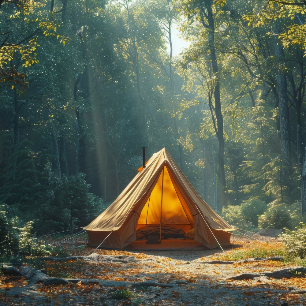 Wildnis Hintergrund Serene Deep Woods Camping Hintergrund CJJ2-42