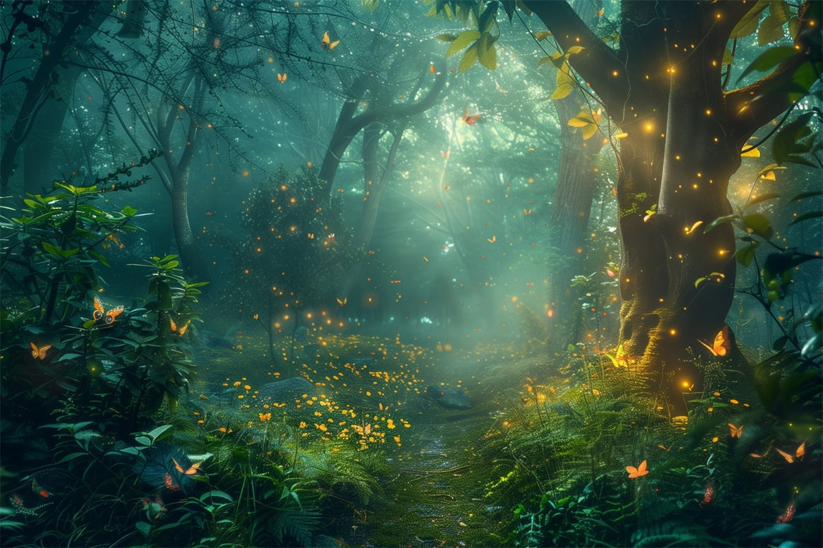 Wald Hintergrund Luminous Fireflies Secret Grove Hintergrund CJJ2-46