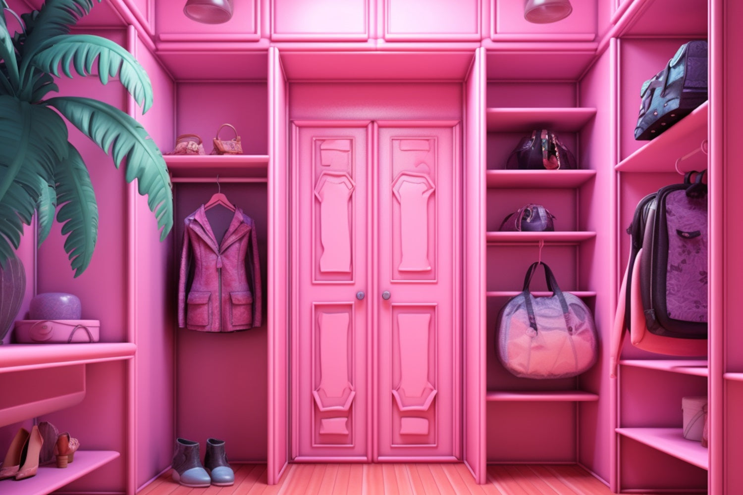 Fashion Doll Backdrop Ideen Rosa Mode Kleiderschrank Hintergrund CJJ2-78