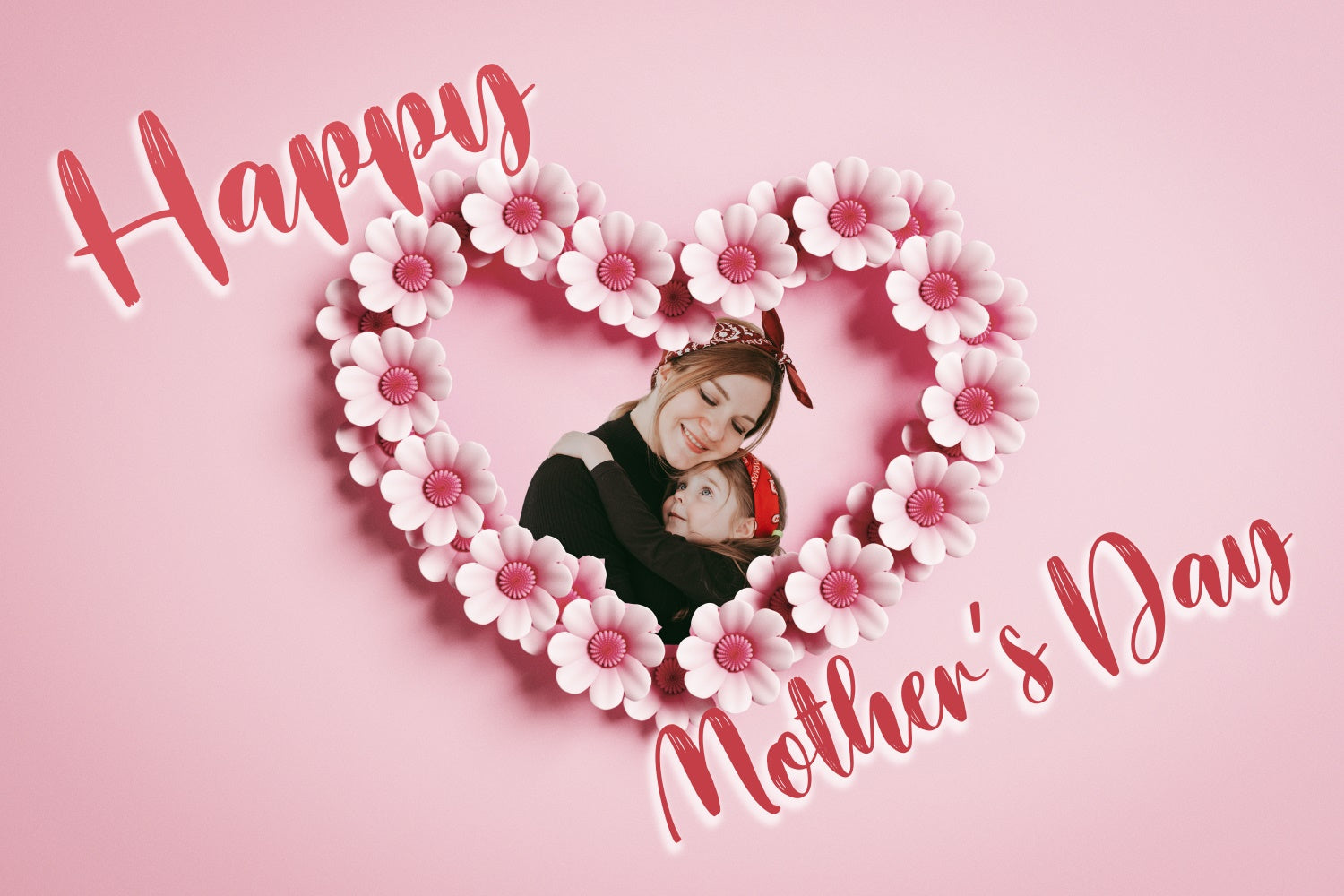 Muttertags-Hintergrundbild Personalisierbar Girlande Blumenherz Rosa CJJ3-159
