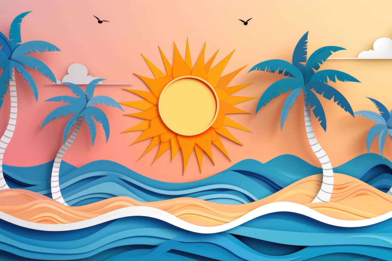 Sommer-Fotohintergrund Lebendiges Papier Stil Strand Hintergrund CJJ3-233