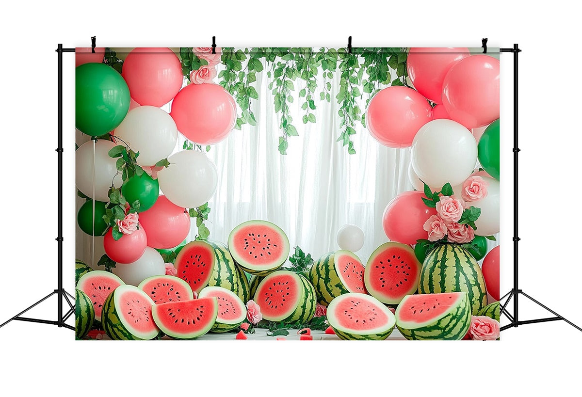 Wassermelone Fotohintergrund Wassermelone Ballongirlande Sommerhintergrund CJJ3-262