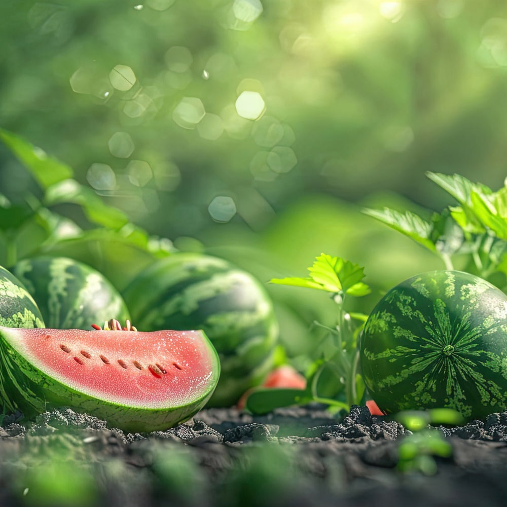 Wassermelone Fotohintergrund Sonnenlicht Wassermelone Garten Sommerhintergrund CJJ3-265