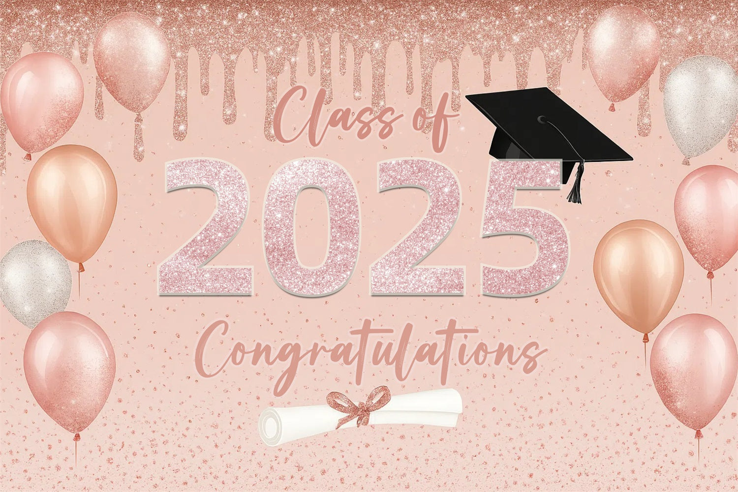 Graduated Backdrop Funkeln Ballons Party Graduation Backdrop CJJ3-269