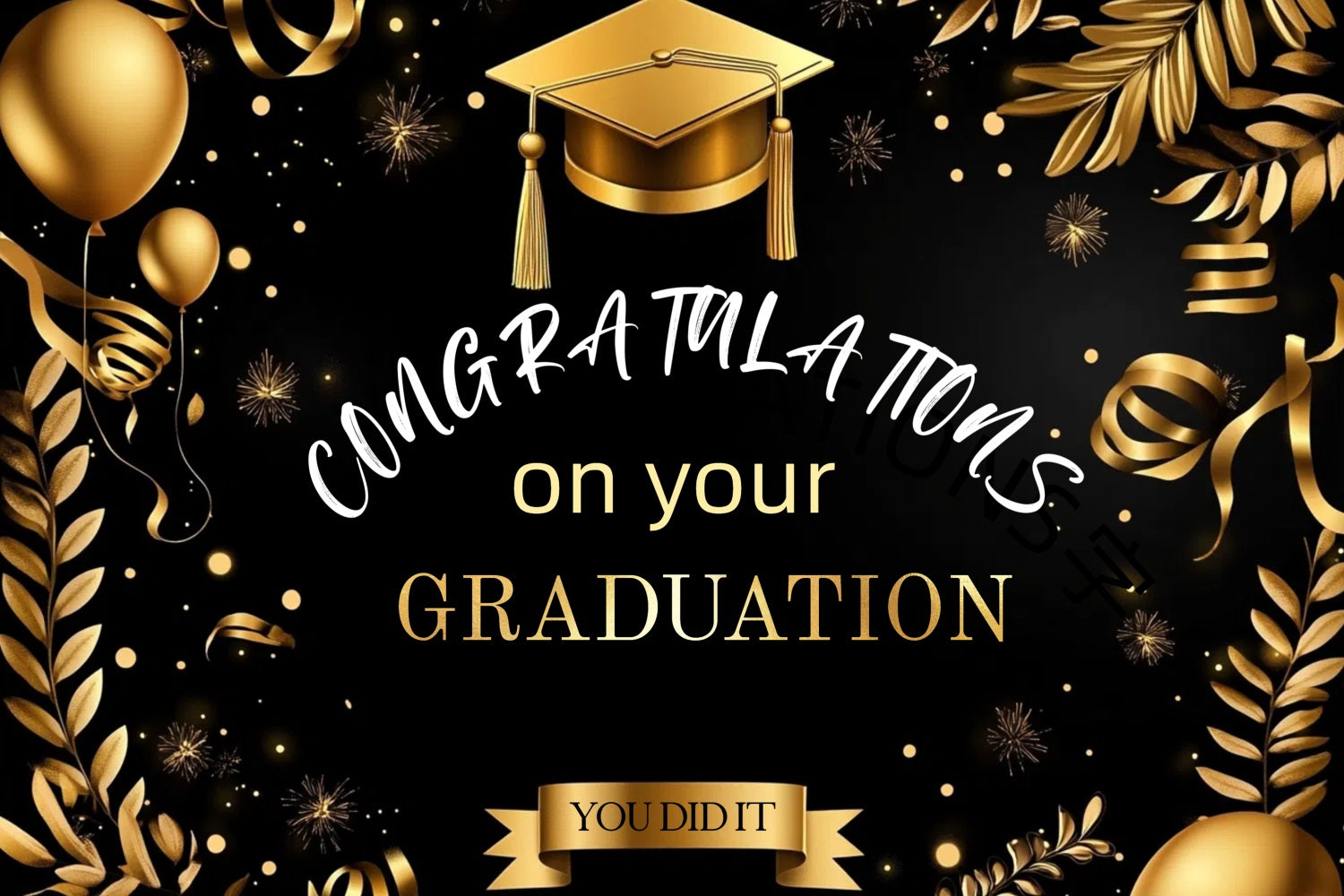 Graduation Foto Backdrop Gold Ballon Hut Party Graduation Backdrop CJJ3-271