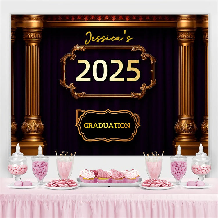 2025 Graduation Backdrop Klassisch Königlich Dekor Personalisierte Party Graduation Backdrop CJJ3-282