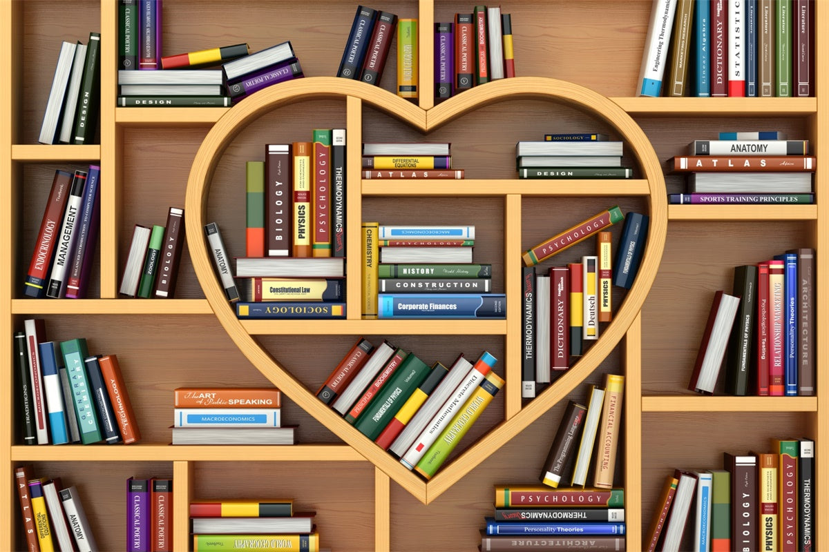 Welttag des Buches Backdrop Herzförmiges Bücherregal Backdrop CJJ3-48