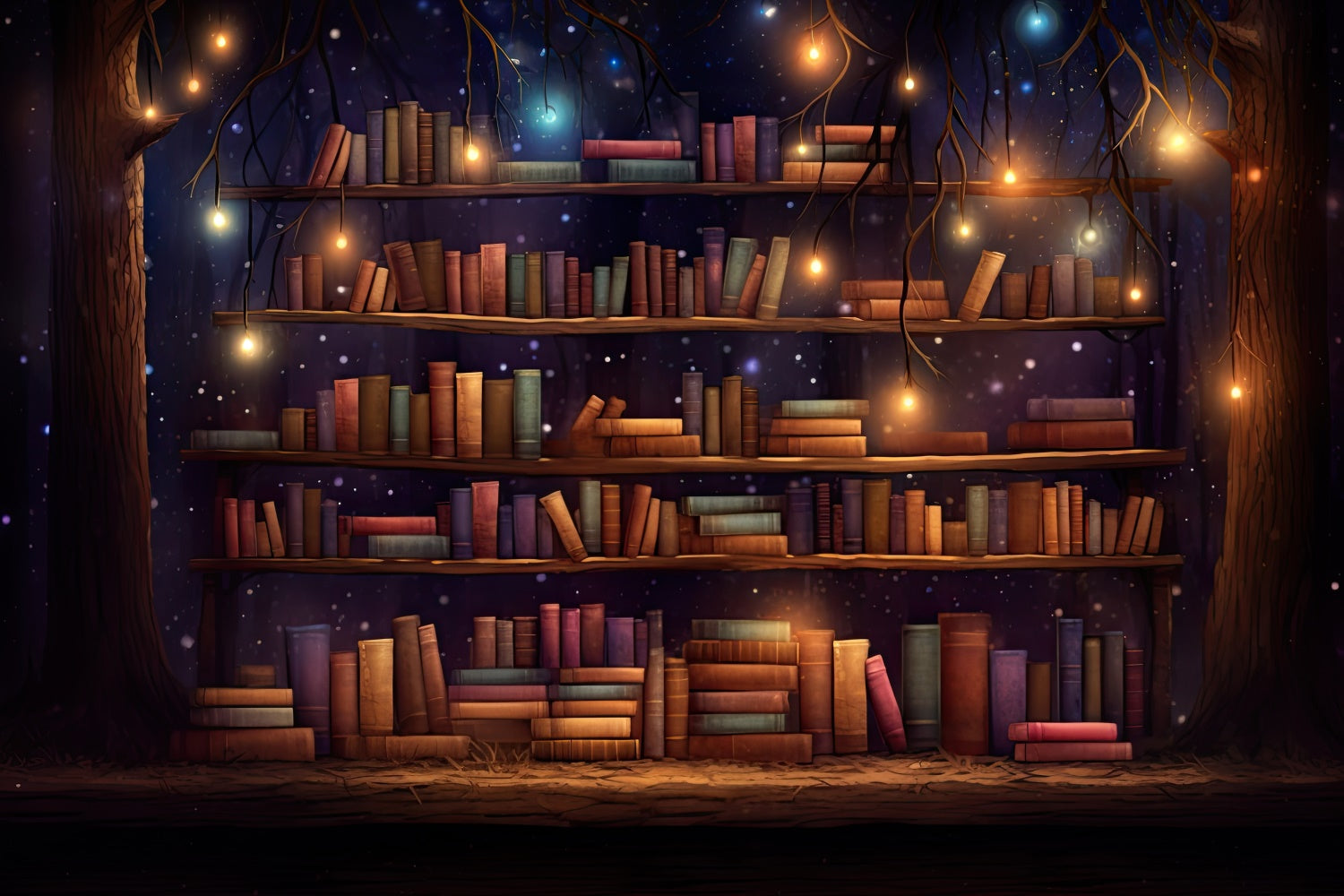 Welttag des Buches Backdrop Enchanted Forest Bücherregale Backdrop CJJ3-56